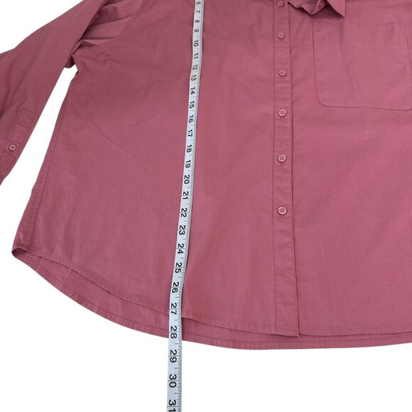 A New Day Womens Long-Sleeve Button-Down Shirt Size L Cotton Blend Rose Pink - Picture 4 of 10